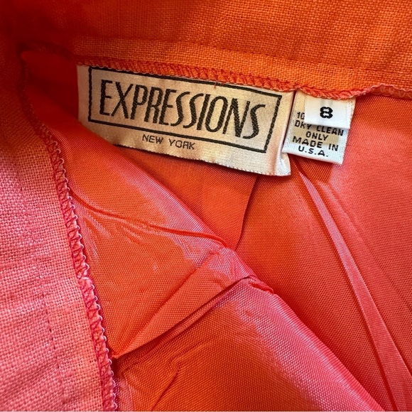 Vintage Coral Linen Mini Skirt Size 8 - Picture 7 of 8